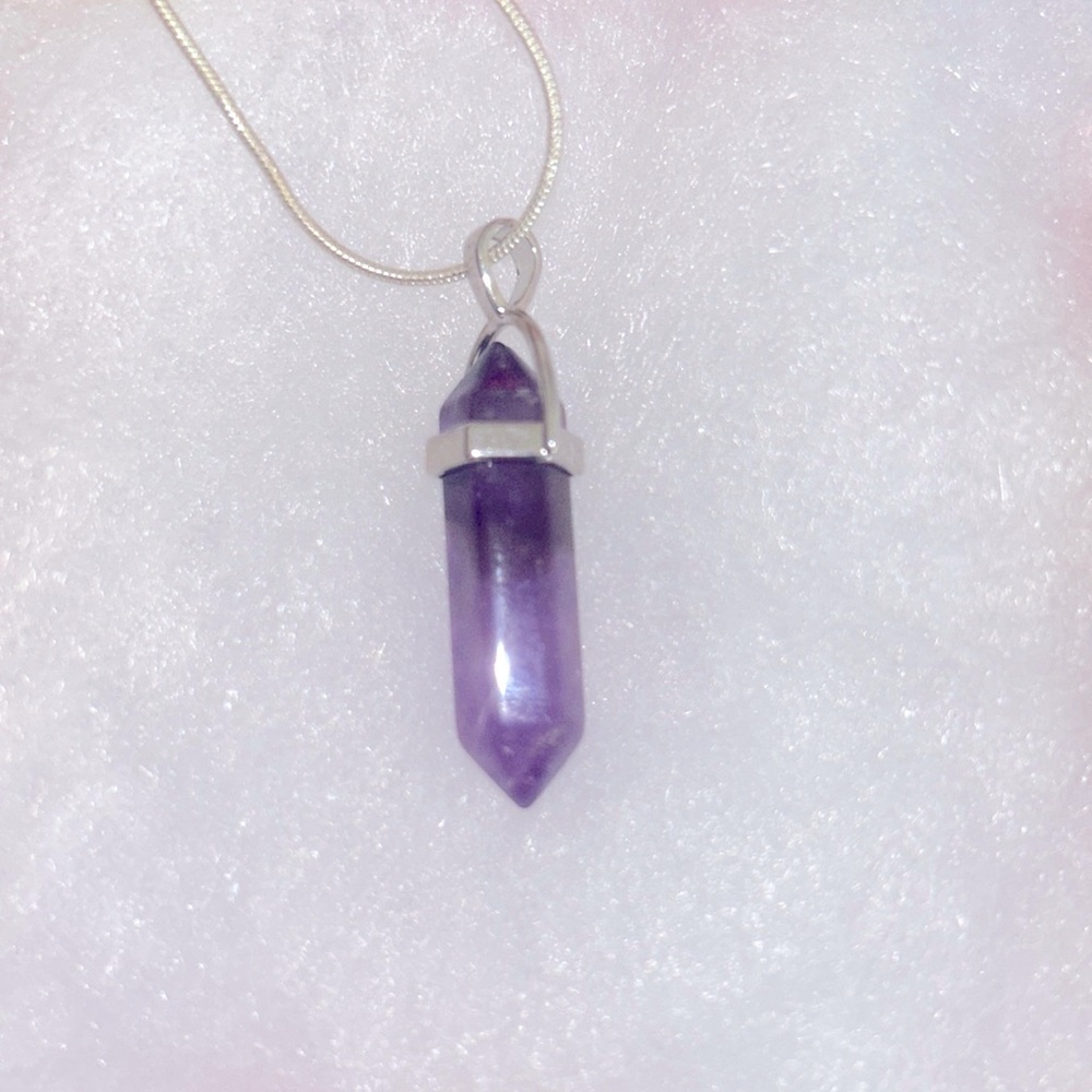 Boho hippie Amethyst Sterling Silver 18” Necklace
